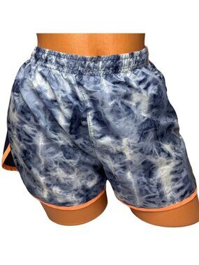 Under Armour HeatGear Fitted Shorts Womens Blue White Tie Dye Athletic 3" Size M